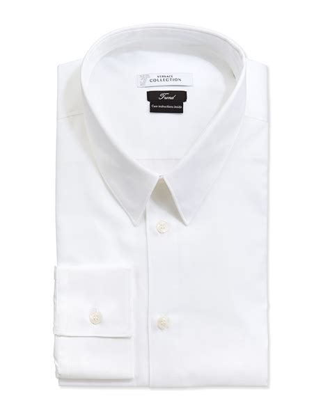 versace collection trend fit dress shirt white|Versace style shirts for men.